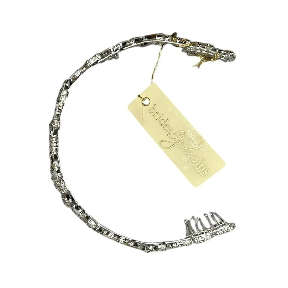 NEW Brides & Hairpins Honora Crystal Opal Sterling Silver Halo Comb Crown Tiara - Picture 12 of 14